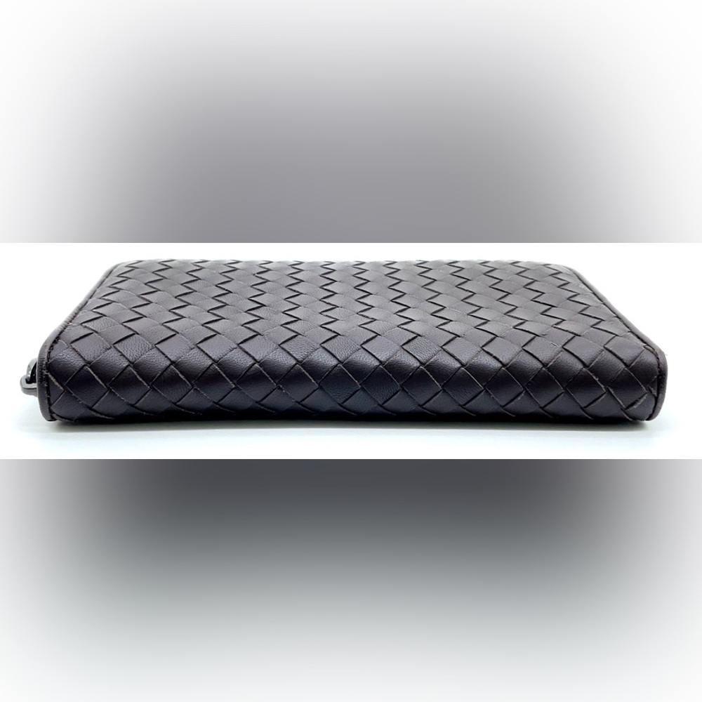 Bottega Veneta Dark Brown Expresso long Leather wallet zip around woven - Picture 3 of 14